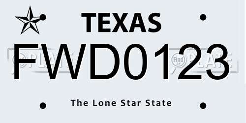 FWD0123 Texas License Plate