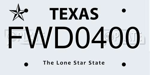 FWD0400 Texas License Plate