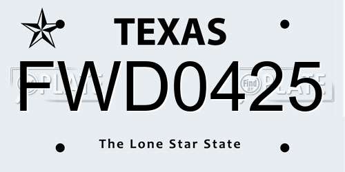 FWD0425 Texas License Plate