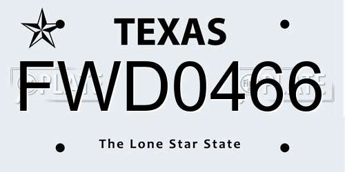 FWD0466 Texas License Plate