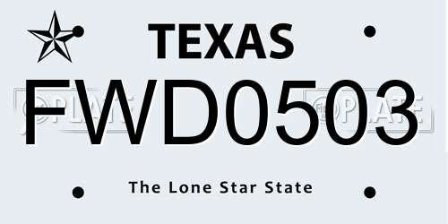 FWD0503 Texas License Plate