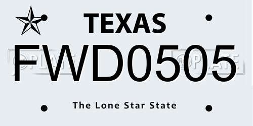 FWD0505 Texas License Plate
