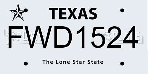 FWD1524 Texas License Plate