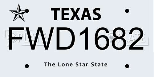 FWD1682 Texas License Plate