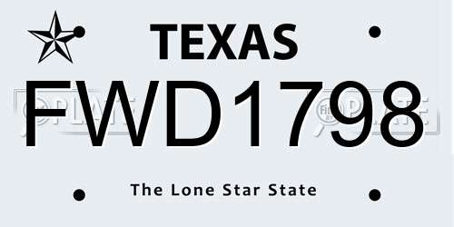 FWD1798 Texas License Plate