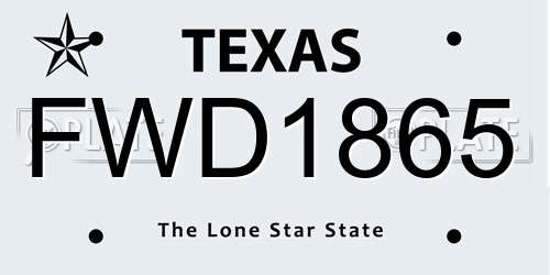 FWD1865 Texas License Plate