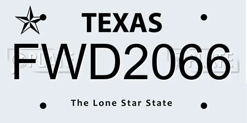 FWD2066 Texas License Plate
