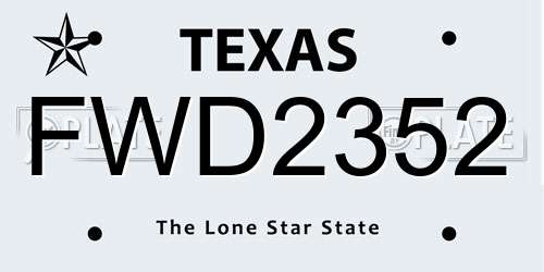 FWD2352 Texas License Plate