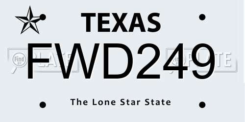 FWD249 Texas License Plate