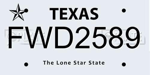FWD2589 Texas License Plate