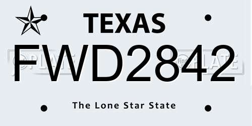FWD2842 Texas License Plate