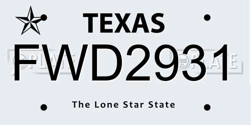 FWD2931 Texas License Plate