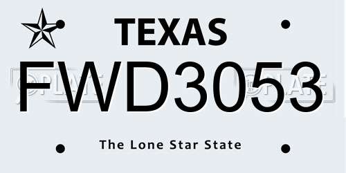 FWD3053 Texas License Plate