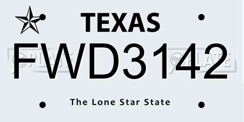 FWD3142 Texas License Plate