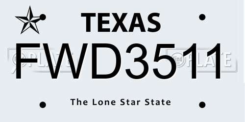 FWD3511 Texas License Plate