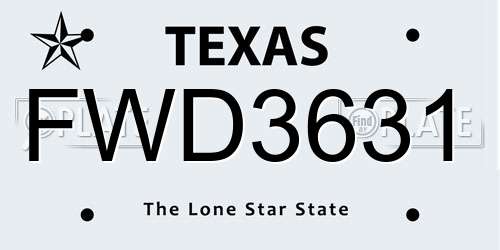 FWD3631 Texas License Plate