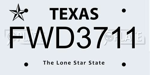 FWD3711 Texas License Plate
