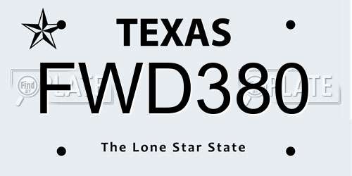 FWD380 Texas License Plate