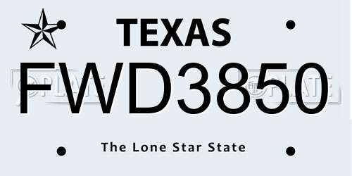 FWD3850 Texas License Plate