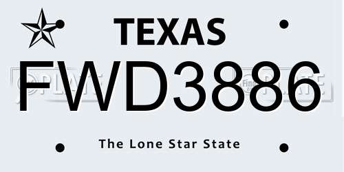 FWD3886 Texas License Plate