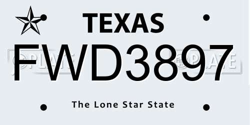 FWD3897 Texas License Plate