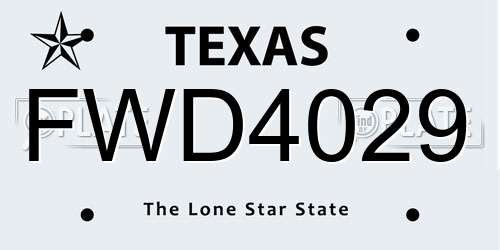 FWD4029 Texas License Plate
