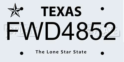 FWD4852 Texas License Plate