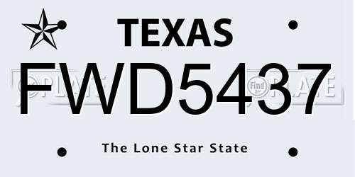 FWD5437 Texas License Plate