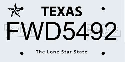 FWD5492 Texas License Plate