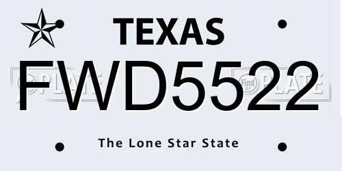 FWD5522 Texas License Plate