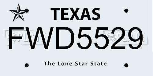 FWD5529 Texas License Plate