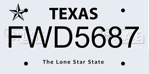 FWD5687 Texas License Plate