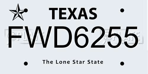 FWD6255 Texas License Plate