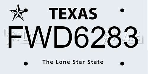 FWD6283 Texas License Plate