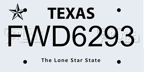 FWD6293 Texas License Plate