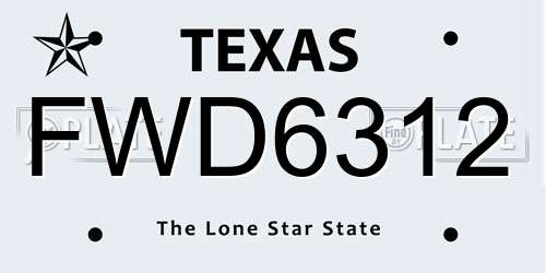 FWD6312 Texas License Plate
