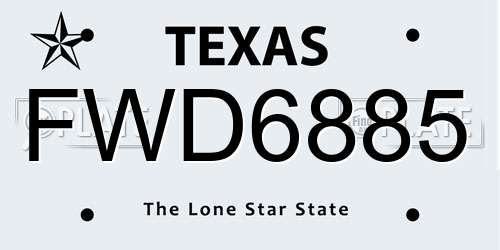 FWD6885 Texas License Plate