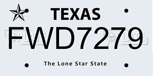 FWD7279 Texas License Plate