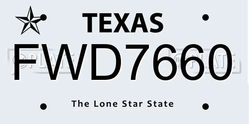 FWD7660 Texas License Plate