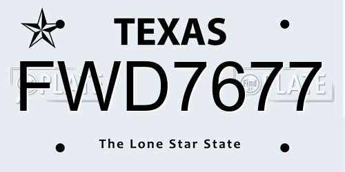 FWD7677 Texas License Plate