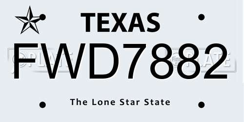 FWD7882 Texas License Plate