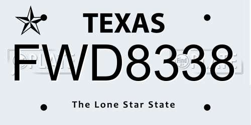FWD8338 Texas License Plate