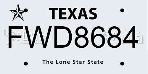 FWD8684 Texas License Plate