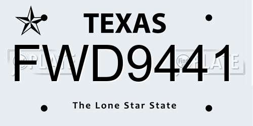 FWD9441 Texas License Plate