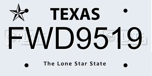 FWD9519 Texas License Plate