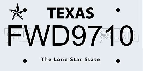 FWD9710 Texas License Plate
