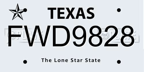 FWD9828 Texas License Plate