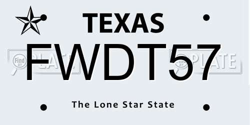 FWDT57 Texas License Plate