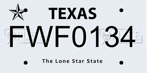 FWF0134 Texas License Plate