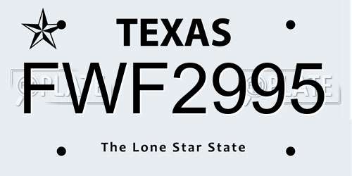 FWF2995 Texas License Plate